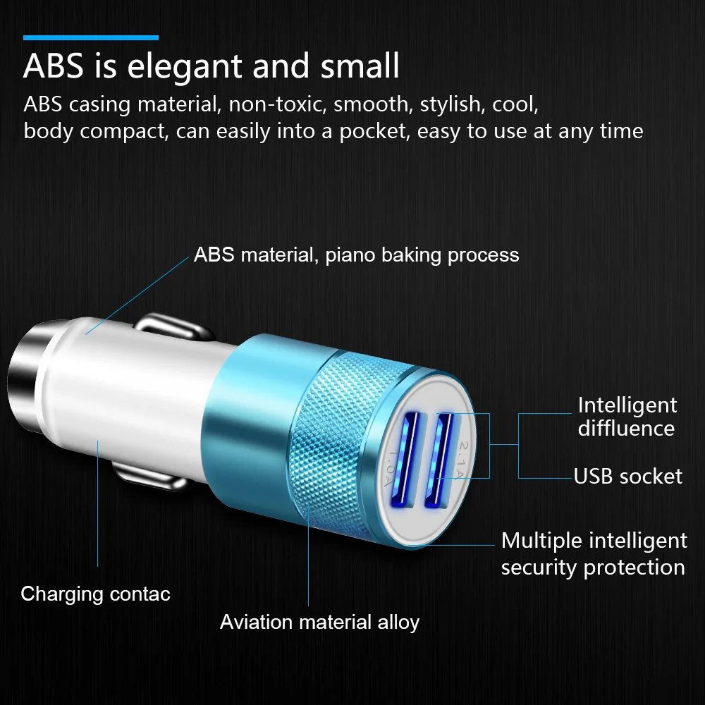 Автомобильное зарядное устройство с двумя usb портами 2100 мАч 5 В 2 А адаптер для