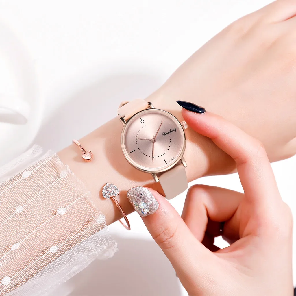 Корейский стиль простой ретро маленький круглый ремень женские часы