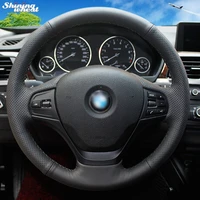bannis hand stitched black genuine leather car steering wheel cover for bmw f30 316i 320i 328i