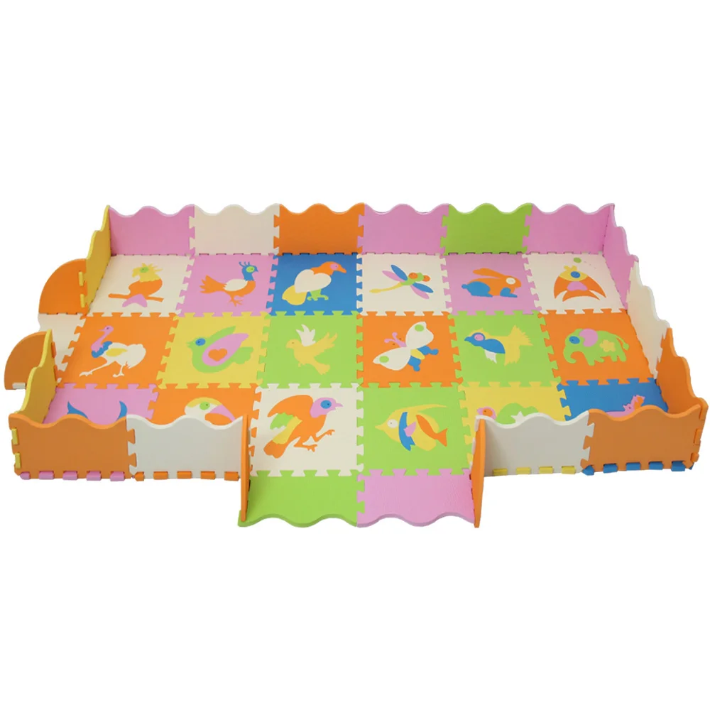 18pcs and fence03217 MEIQICOOL развивающий детский игровой коврик-пазл, экологический нетоксичный коврик для ползания, детский Поролоновый игровой коврик, Детский ковер - Цвет: 18pcs and fence03217