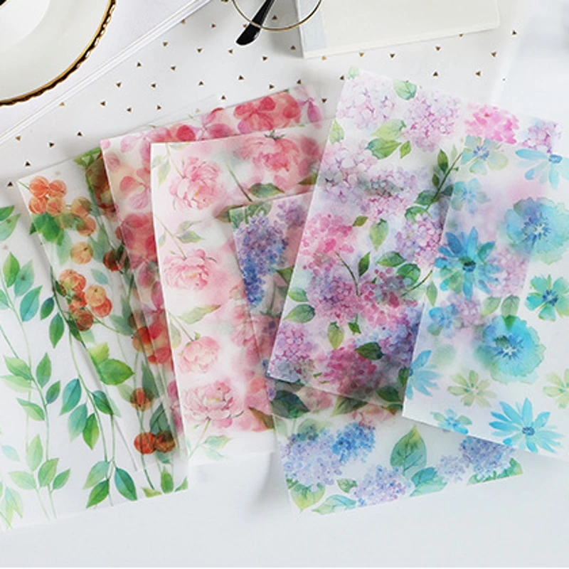 8 шт./компл. цветочный фон Vellum наклейки для скрапбукинга DIY Journal