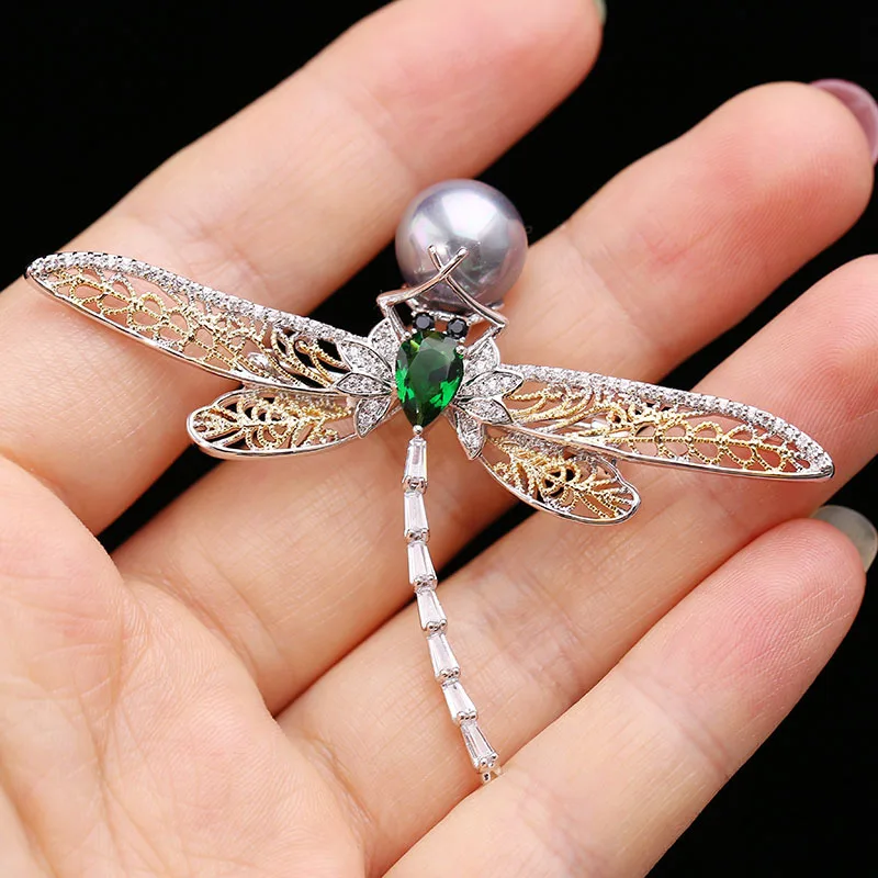 FXLRY насекомое стрекоза брошь хрусталь циркон камень искусственный жемчуг