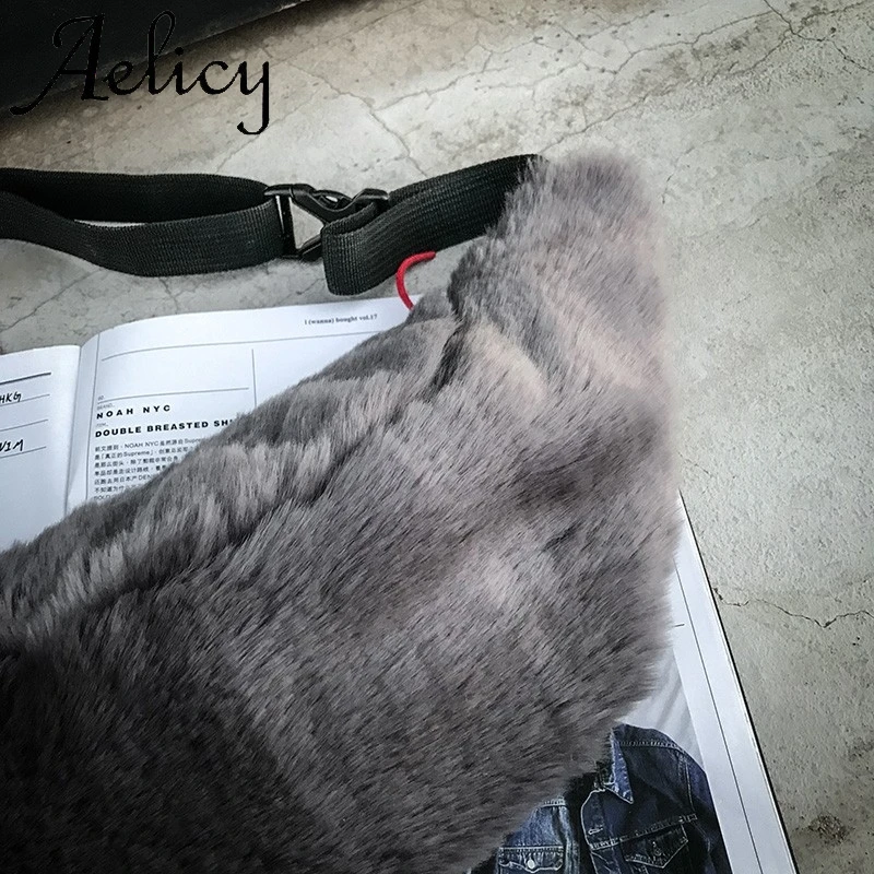 Aelicy пара плюшевых нагрудных сумок многофункциональные карманы толстая цепочка