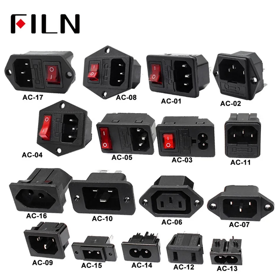 IEC320 C14 электрическое гнездо переменного тока 3 pin Красный светодиодный 250V кулисный переключатель 10A предохранитель женский мужской гнездо входа разъем 2-контактный разъем крепление