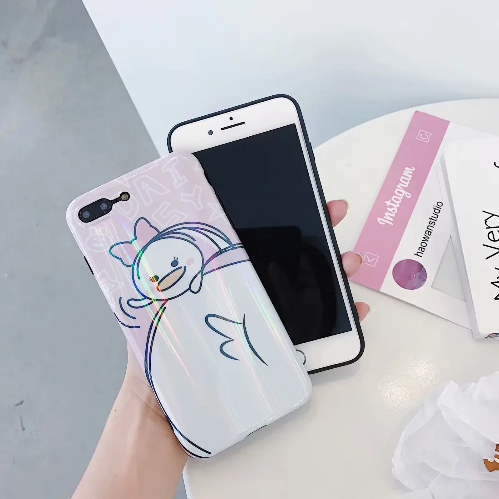 ORYKSZ для iPhone 7 plus мультфильм утка рисунком Глянцевая телефона силиконовые чехлы