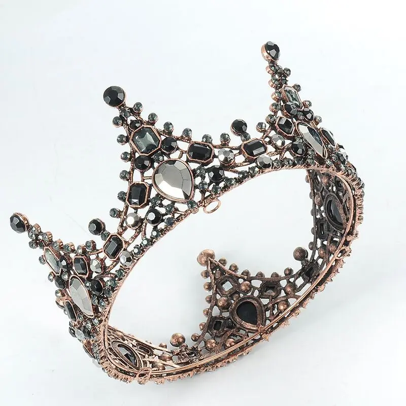 adult rhinestone DIEZI барокко черный кристалл день рождения маленькая корона диадемы для женщин Стразы Диадемы для девочек невесты свадебные украшения для волос - Окраска металла: adult rhinestone