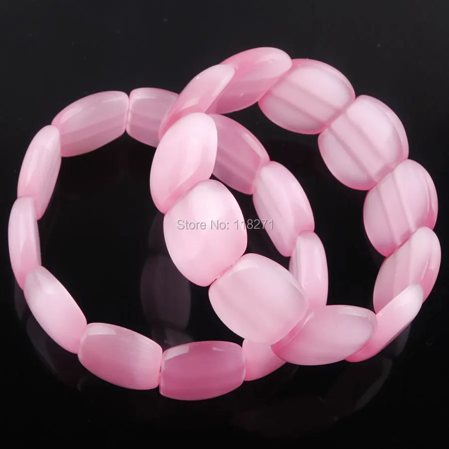 

WOJIAER Pink Opal Gem Stone 20x16x6mm Beads Stretch Bracelet 7 Inches Jewelry PK3301
