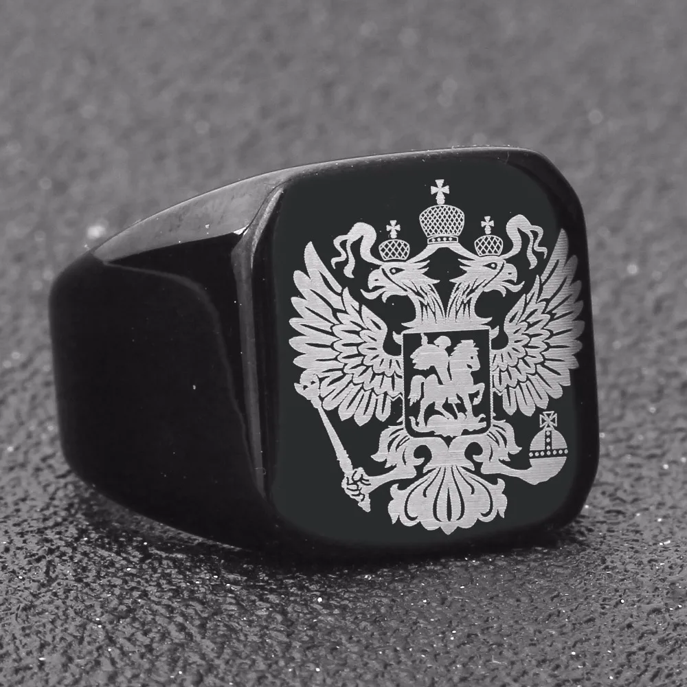 Мужское кольцо с орлом из нержавеющей стали 316L эмблемой Российской Федерации