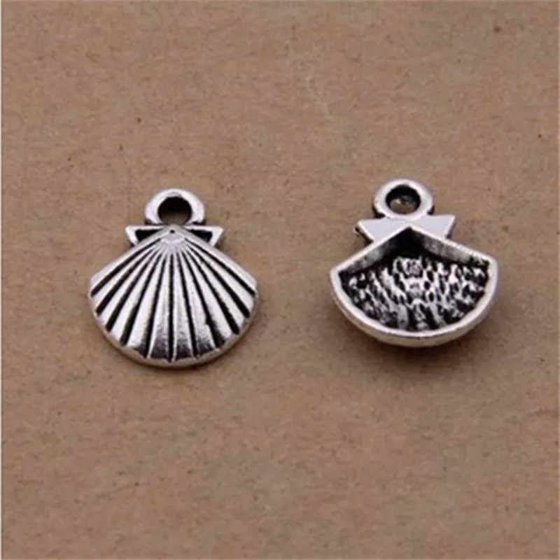 

nevstop 300pcs/lot Vintage Silver Shell Charms 11x13mm Metal Alloy Charms for Jewelry Making