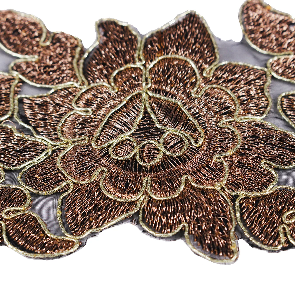 2 ярдов Фиолетовый цветок дизайн аппликация Африканский шнур облицовка гипюра