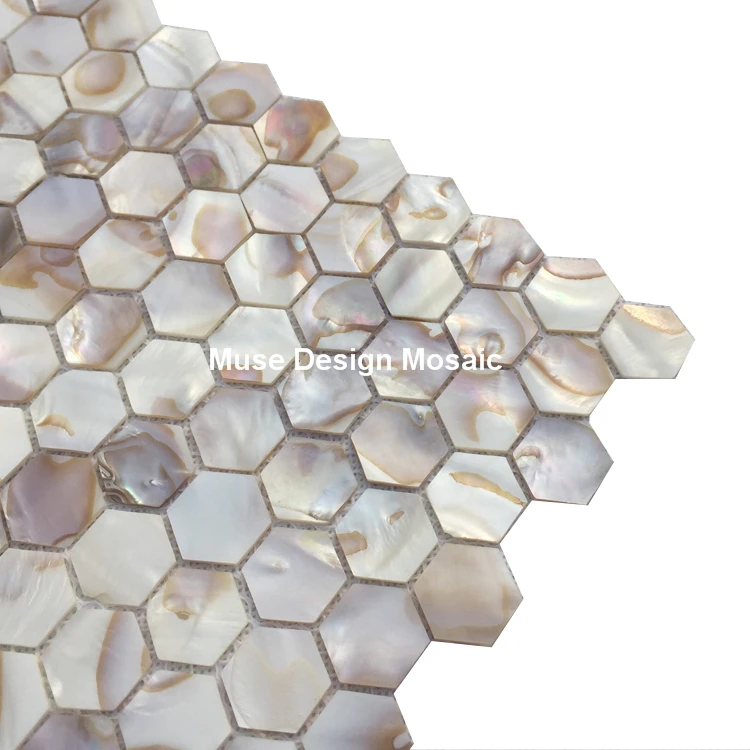 Мозаичная плитка из натуральной белой шестиугольной перламутровой раковины