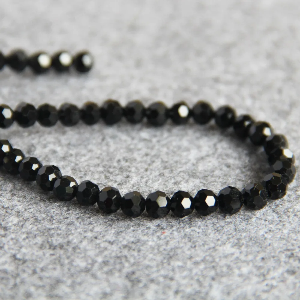 Аксессуары для ожерелья 6 мм Граненый Черный AB + стекло кристалл камень шарики