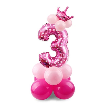 pink 3 Украшения для вечеринки на день рождения для детей, девочек 1 год, вечерние украшения в виде единорога, набор воздушных шаров, повязка на голову в виде единорога, милый 16 Топпер для торта - Цвет: pink 3