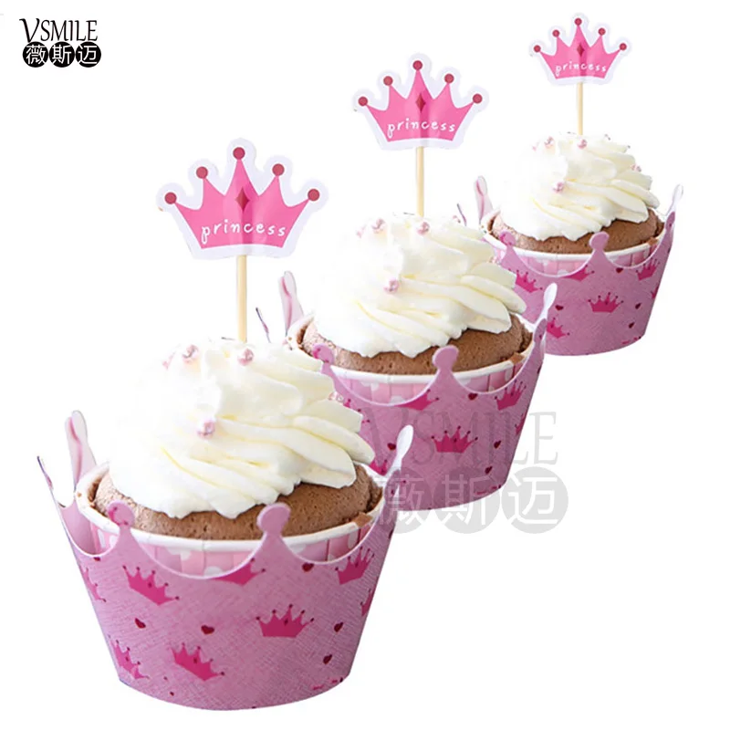 24 шт./компл. довольно Hello Kitty Минни Микки Мыши Дизайн Бумага обертки и топперы для