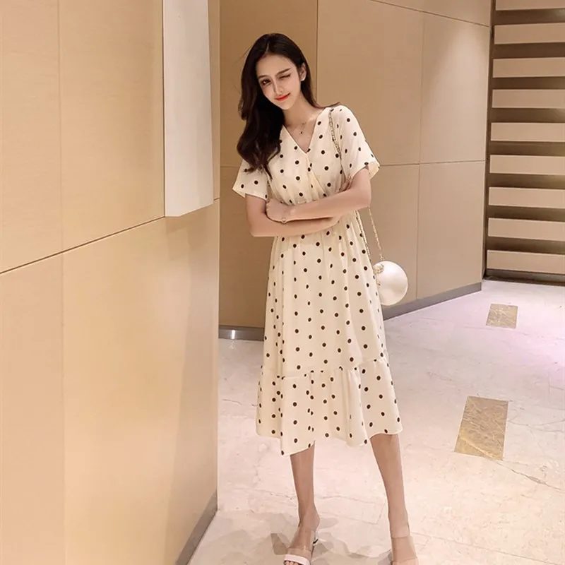 Женское Повседневное платье в горошек А силуэта элегантное офисное с