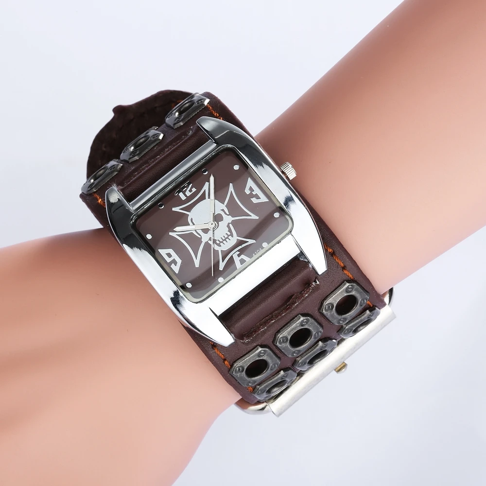 Часы наручные мужские кварцевые в стиле панк модные с металлическим ремешком