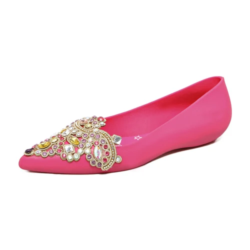 Синий Women's Soft Rhinestones Crystal Pointed Toe Flat Sexy Loafers Sandals Jelly Candy Colors Casual Party Shoes Summer A1090 - Цвет: Синий