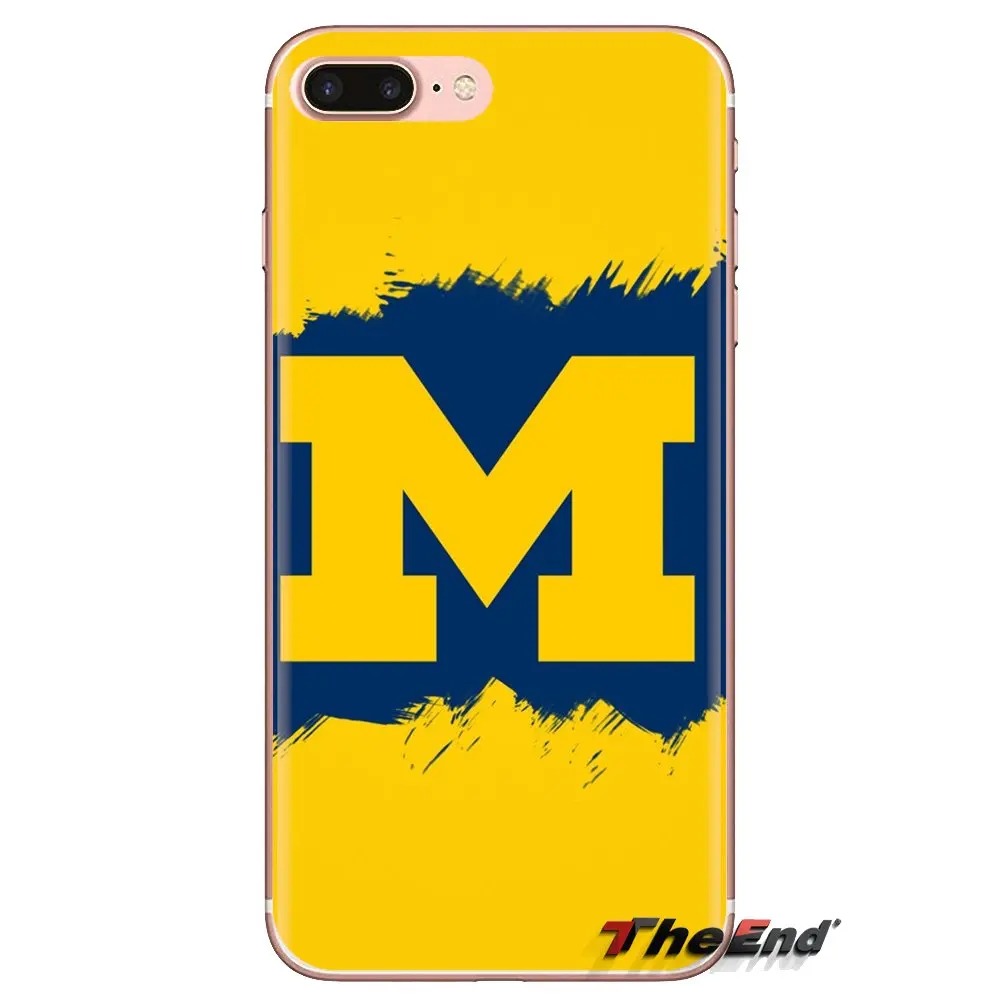 Прозрачный ТПУ чехол для Samsung Galaxy S3 S4 S5 Mini S6 S7 Edge S8 S9 S10 Plus Note 3 4 5 8 9 Michigan Wolverines ice Hockey |