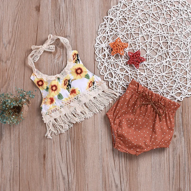 Топ без рукавов и открытой спиной для маленьких девочек + шорты из ПП комплекты