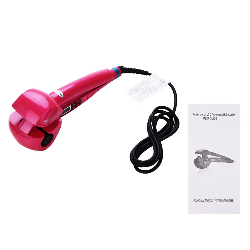 Красный Automatic Hair Curler Ceramic Wave Curling Iron Adjustable Temperature Curling Wand Hair Styler Tool LCD Display Electric Curl - Цвет: Красный
