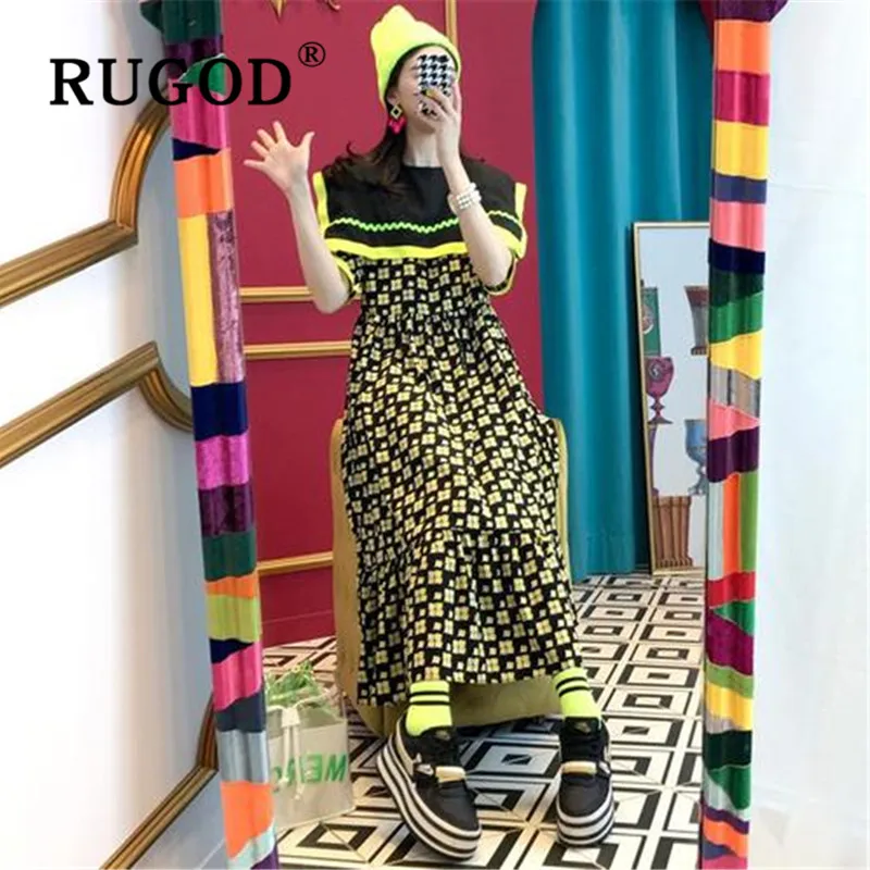 Женское винтажное платье RUGOD элегантное шифоновое с короткими рукавами и принтом