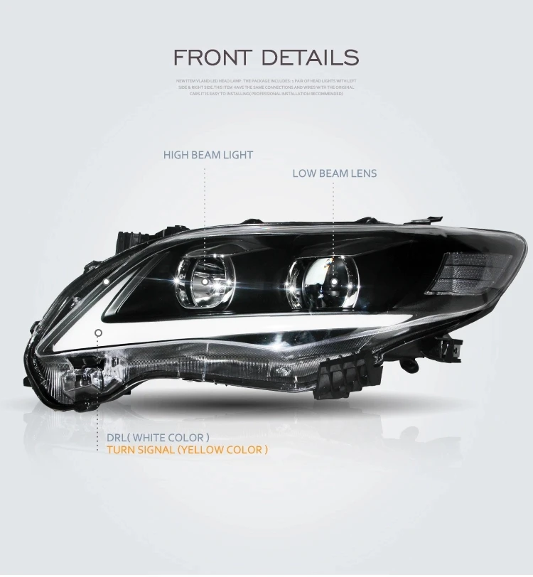 Автомобильные угловые фары для Corolla Altis 2011- светодиодные фары HID Bi-Xenon проектор