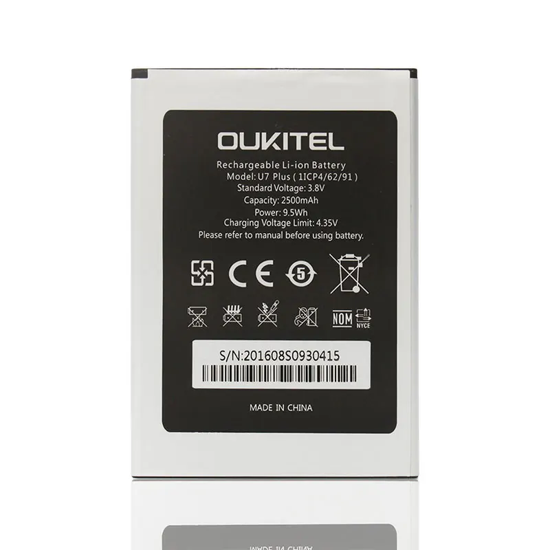 Oukitel U7 plus аккумулятор 2500 мАч 100% Оригинальный Новый Сменный аксессуар