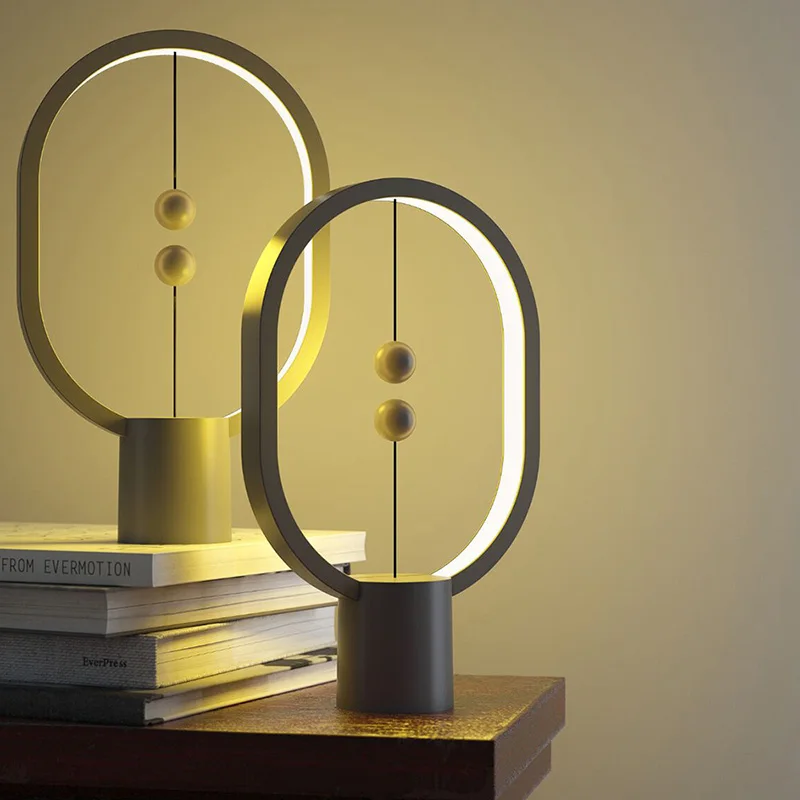 Аллокакок USB Повер Эллипс Магнетик Мид-эйр Свитч Warm White Найт Лайт Мини Хенг Баланс LED Настольная Лампа Офис Домашний Декор