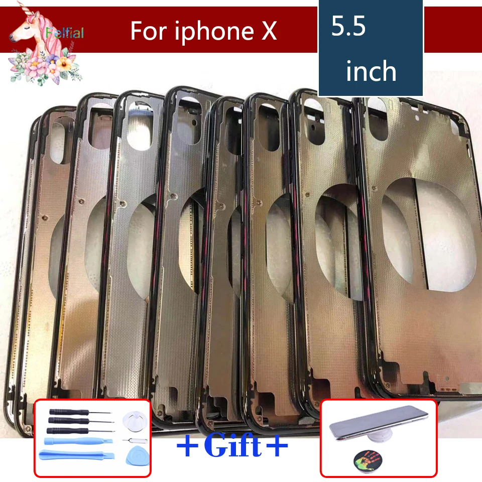 Оригинальная новая передняя рамка для iphone X XR XS MAX задняя средняя с боковыми