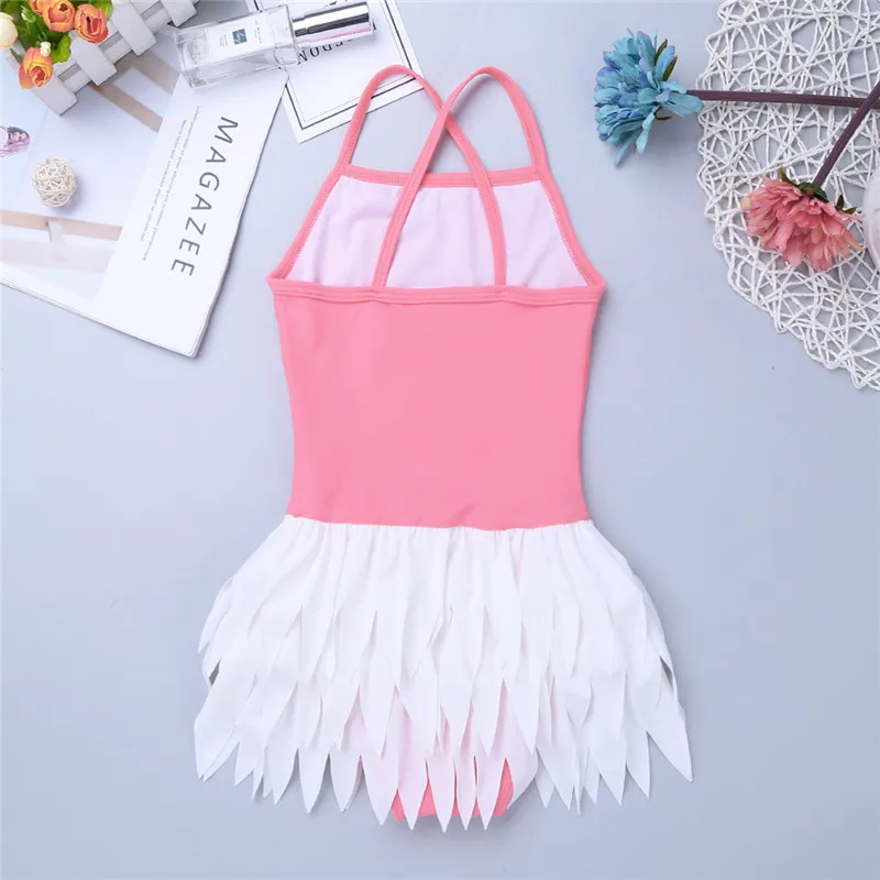 TiaoBug/цельный купальный костюм на бретельках с рюшами и лебедем для детей пляжная