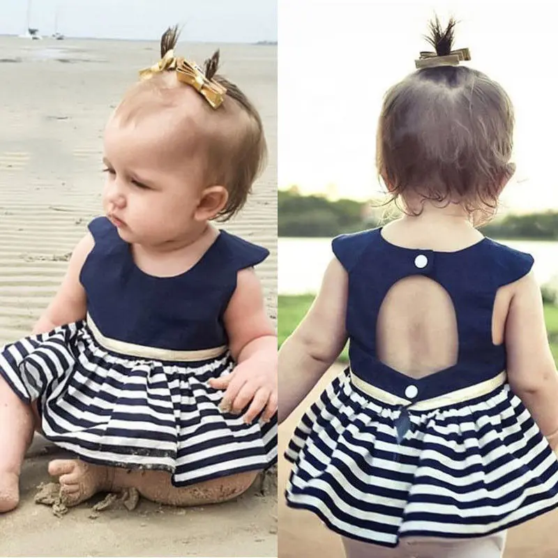Newborn Baby Girls Party Princess Pageant Tutu Dress Kid Toddler Navy Blue Dresses |