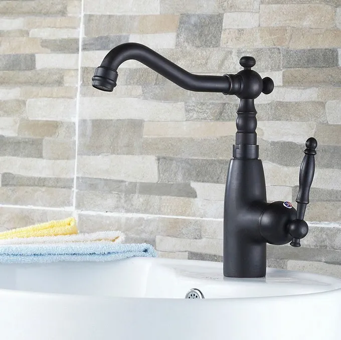 

Black Oil Rubbed Brass 360 Swivel Spout Bathroom Basin Faucet Deck Mounted Vanity Lavatory Sink Faucet Mixer Tap Lsf074