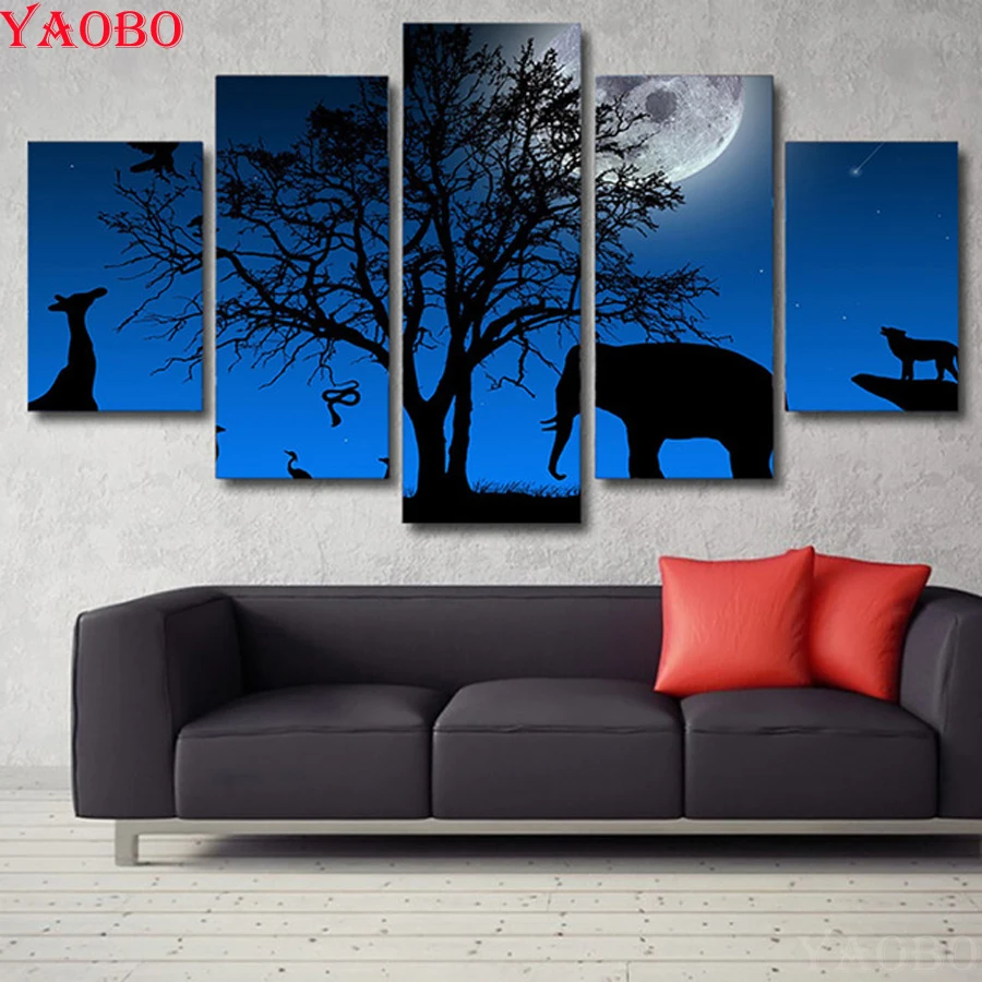 

Full Round/Square drills DIY Diamond Painting African elephant Diamond Embroidery landscape Mosaic Pictures Of Rhinestones