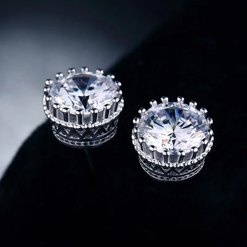 MxGxFam Корона Белые серьги-гвоздики с фианитами для красоты Женское повседневное