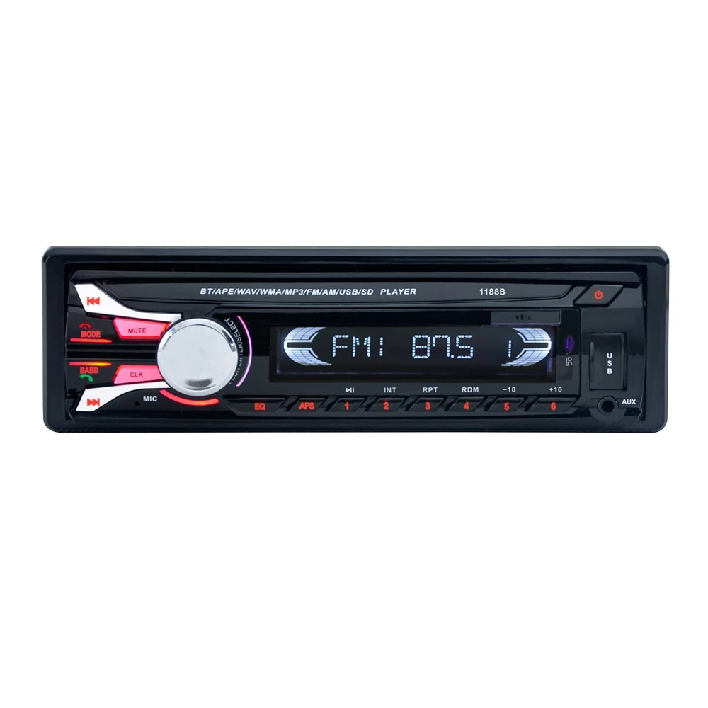 1 Din Bluetooth вызова MP3 плеер Автомагнитола аудио стерео съемная передняя Панель SD FM AUX