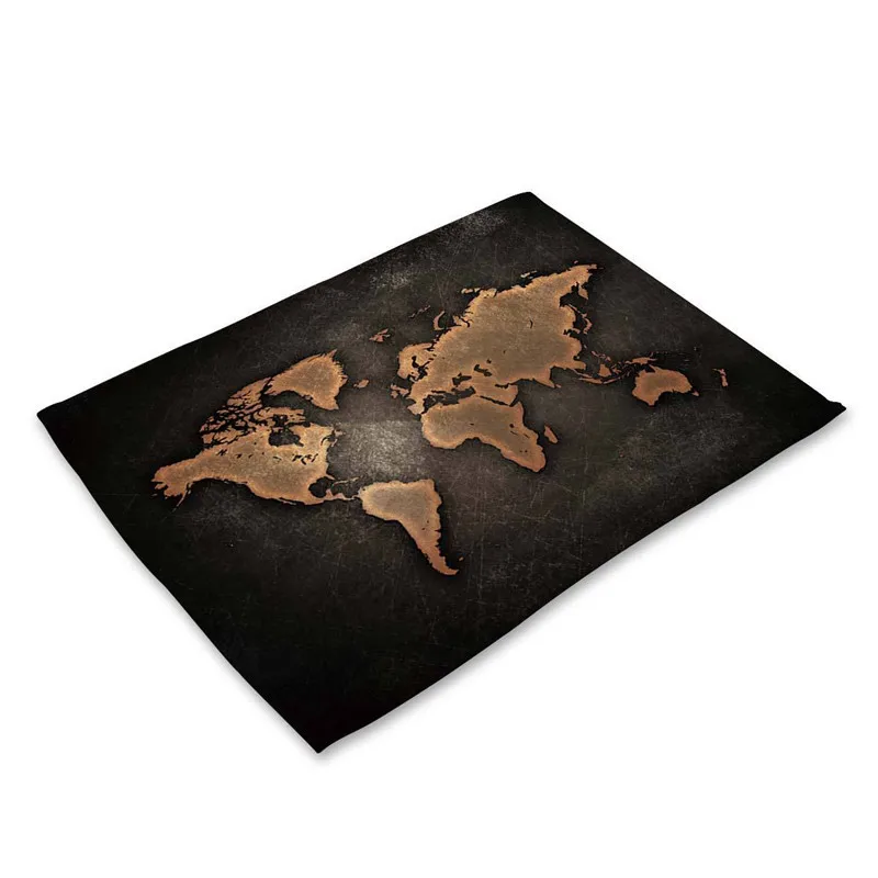 2CD-MAP0001-4 1 шт. карта мира узор кухонные столовые приборы обеденный стол коврик чайная подставка хлопок белье коврик чаша чашки коврики 42*32 см домашний декор MAP0001 - Цвет: 2CD-MAP0001-4