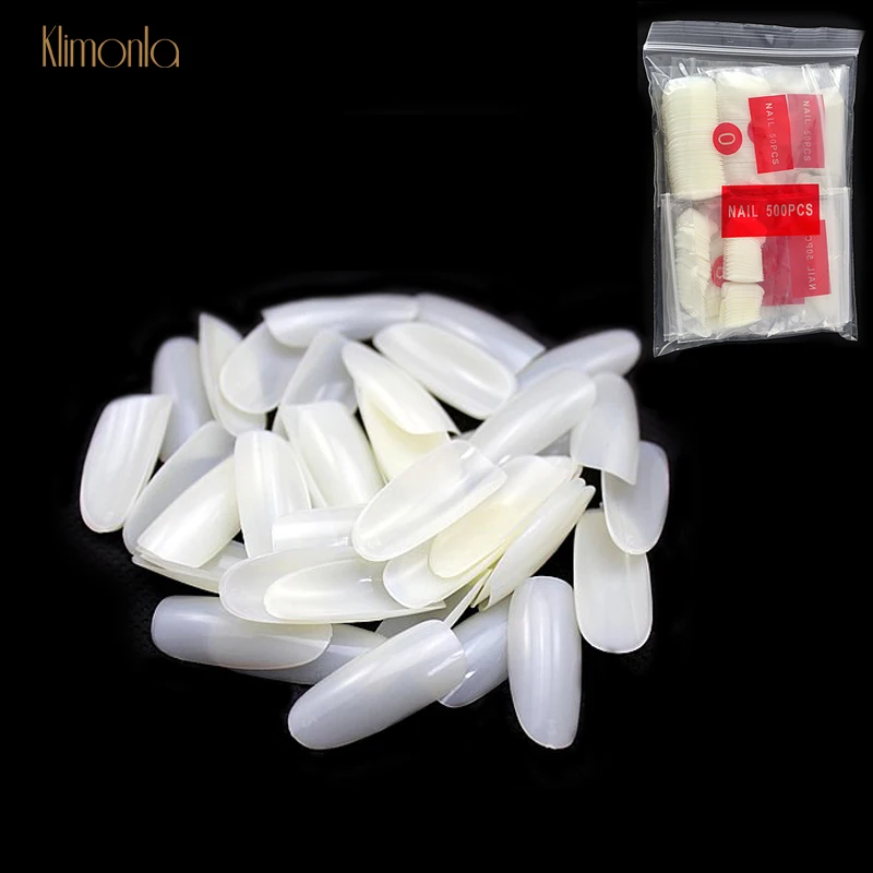 

500pcs White Round False Nail Art Tips Full Cover Acrylic Fake Nails French Design Manicure Fingernails Faux Ongles