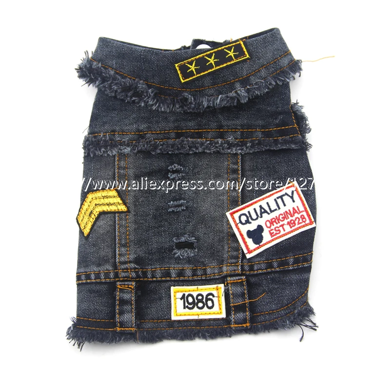 Новая джинсовая куртка для собак одежда персонализированные винтажные дырки