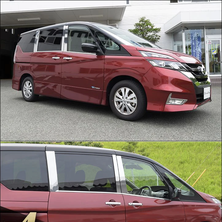 

JY 6pcs SUS304 Stainless Steel Window Pillar Trim Car Styling Cover For Nissan Serena C27 2016-2018