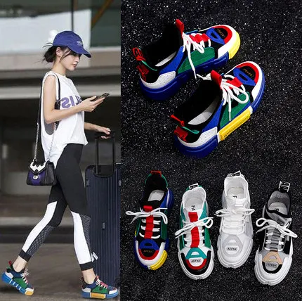 Женская обувь в Корейском стиле Харадзюку из дышащего сетчатого материала с