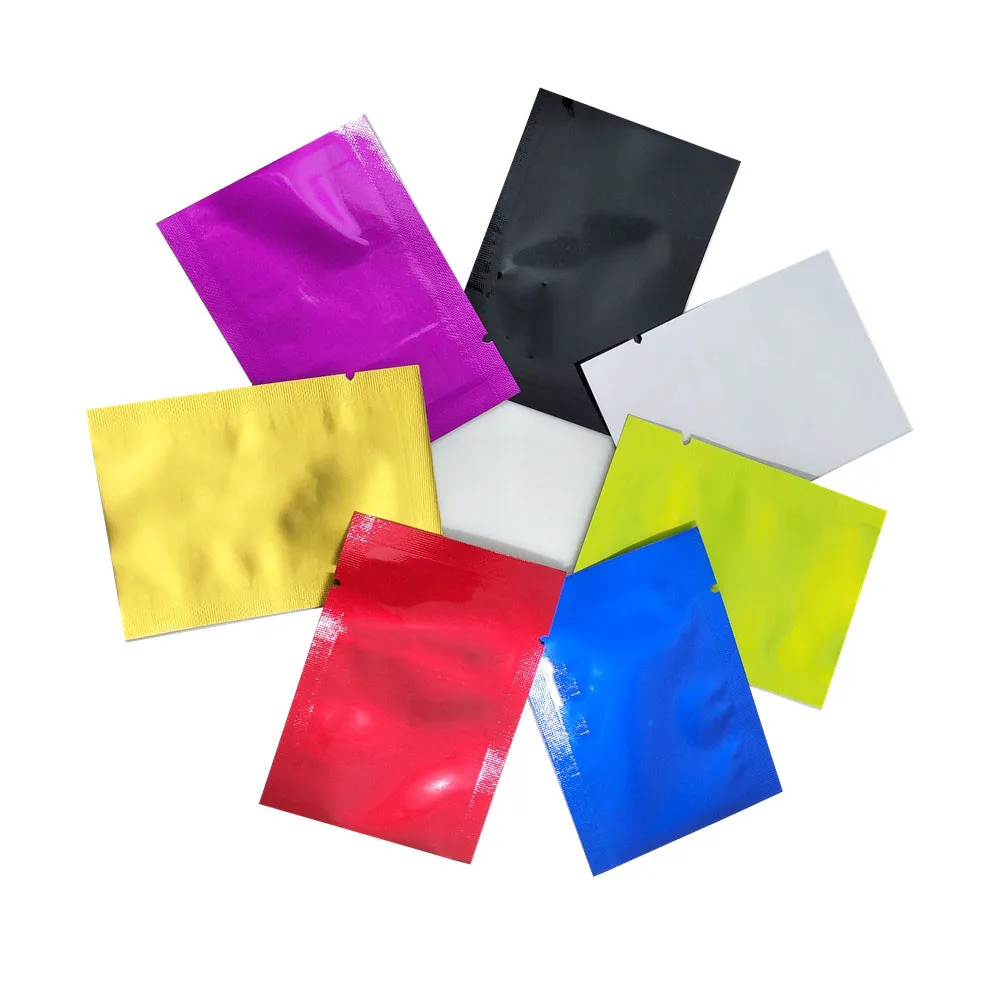 1000 unids/lote de bolsas de 8x12cm de colores para embalaje al vac&iacute;o, con sellado t&eacute;rmico, de papel de aluminio Mylar puro, para almacenamiento de especias y caf&eacute;-0