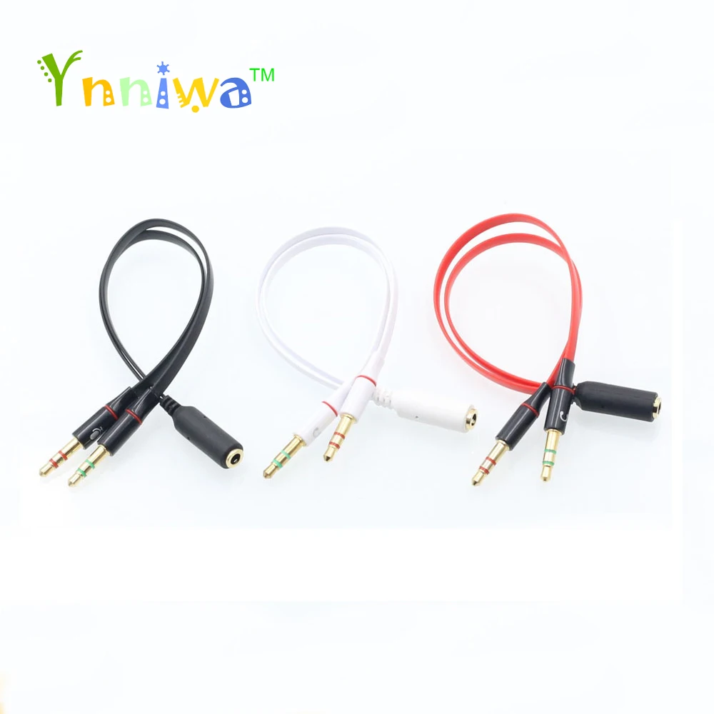 

10pcs/lot 3.5mm 1 Female to 2 male AUX Audio Cable Mic Splitter Cable Earphone Headphone Adapter Cable for Phone pad Mobile