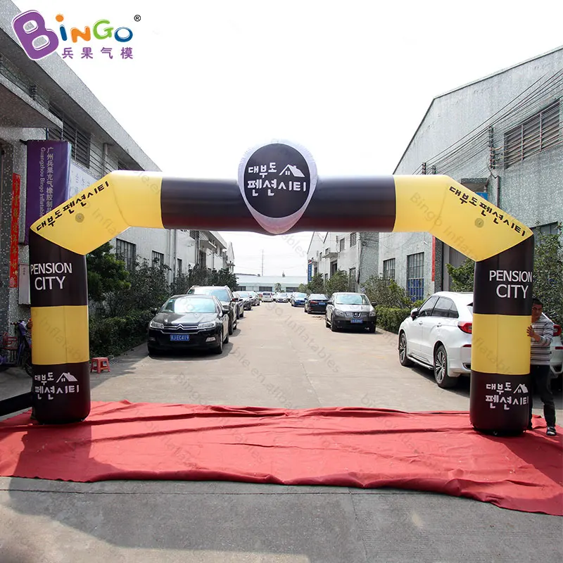 

Customized 6x3 meters inflatable printing arch promotional yellow and black airblown archway with LOGO toys