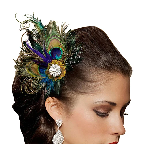 Стразы с перьями павлина Свадебная заколка для волос подарок|hair clip|pin hair clippin |