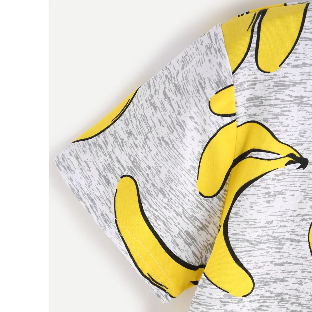 Женская футболка с коротким рукавом серая принтом банана лето 2017|vogue t shirt|camiseta