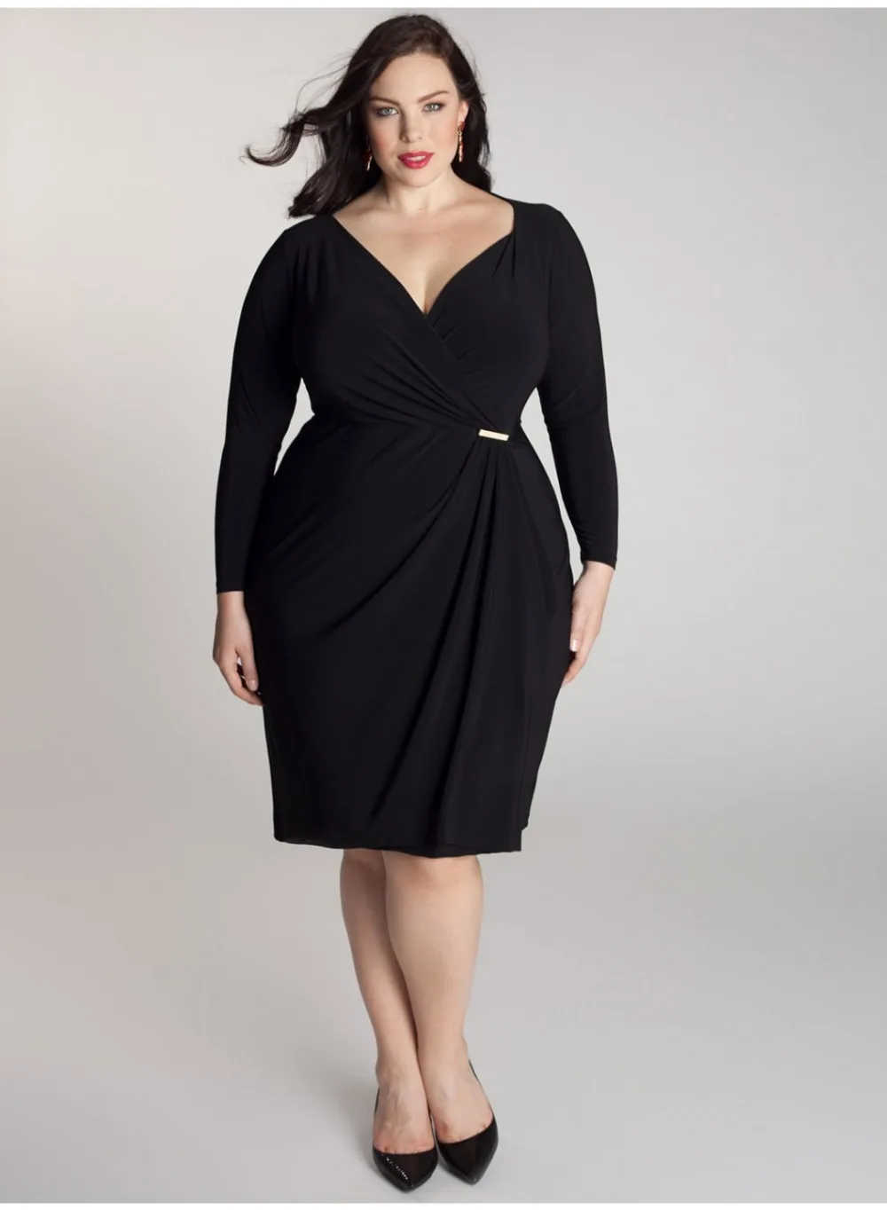ED1506 Black long sleeve evening dress for big size | Свадьбы и торжества