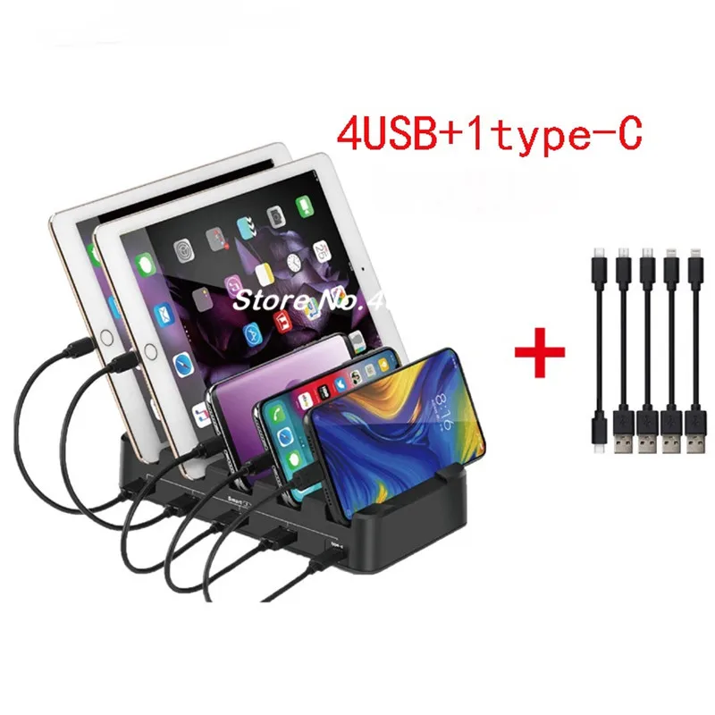 Складной 5-портовый USB зарядное устройство кронштейн мульти-порт typec мобильный