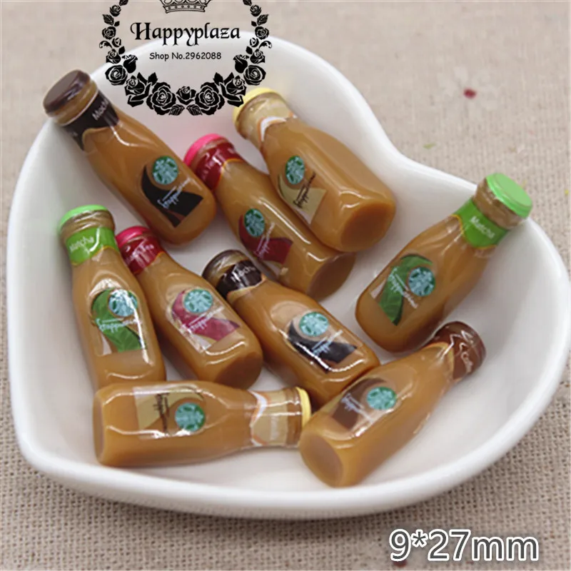 10 шт. Симпатичные смолы 3D Кофе Frappuccino бутылка имитация еда напиток миниатюрные художественные поставки DIY украшения Шарм Ремесло, 9*27 мм