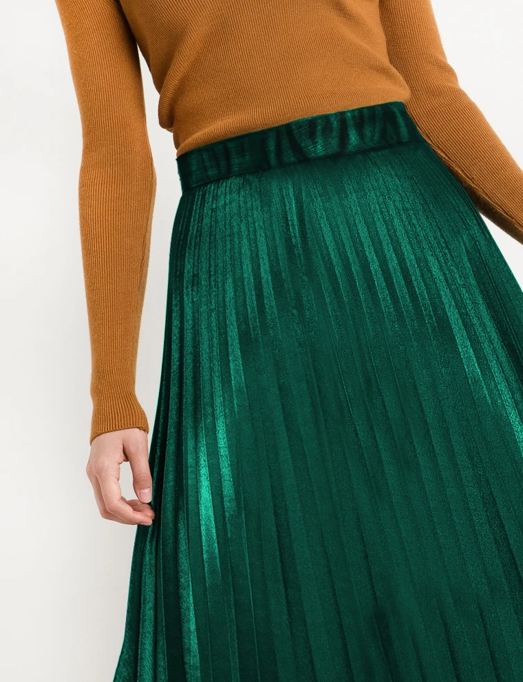 2016 шикарная винтажная Женская плиссированная бархатная юбка с высокой талией