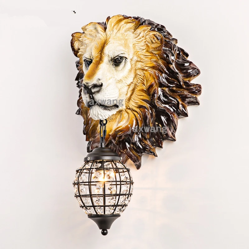 American led Animal wall lamp Modern resins Lion light industrial deco bedroom glass shade lighting staircase luminaire | Лампы и